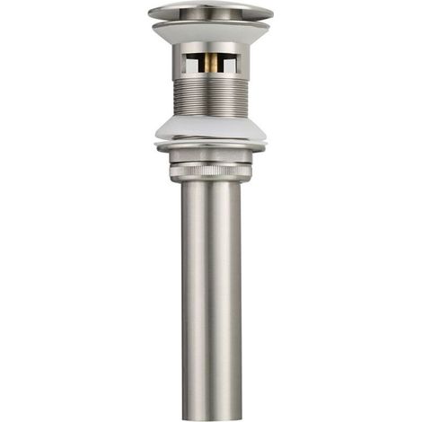 Bonde de Lavabo Pop Up en Laiton Nickel Brossé avec Trop-Plein pour Évier Facile à Installer et Utiliser - (1/5)