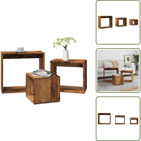 Satztische 3 Stk. Altholz-Optik Holzwerkstoff - Satztisch - Satztische - Couchtisch - Couchtische