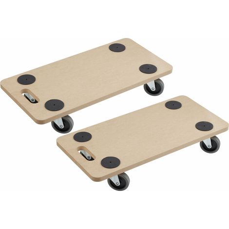Metafranc Transportroller 590 x 290 mm - 2 Stück - 200 kg Tragkraft - MDF-Platte mit TPE-Rädern (1/5)