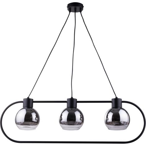 Suspension noire moderne Linda 3 globes argent E27