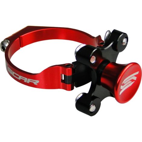 Blocco ammortizzatore da competizione Scar (controllo di partenza, per avviamento) compatibile con Honda CRF, Kawasaki KX KXF, Suzuki RMZ, colore rosso/nero (1/2)