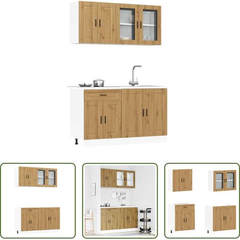 vidaXL Küchenmöbel - 4-tlg. Küchenschrank-Set Kalmar Artisan-Eiche Holzwerkstoff (1/5)
