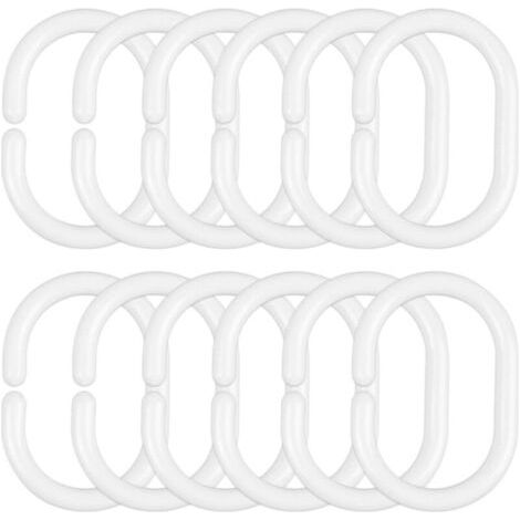 12 crochets pour rideau de douche, faciles à installer, grande capacité de charge, surface lisse, adaptés aux rideaux de douche. (1/4)