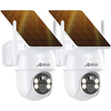 ANRAN Cámara de vigilancia WiFi exterior inalámbrica 3MP, Panel Solar Integrado, Cámara IP a batería, Visión Nocturna en Color, Detección Humana, Audio Bidireccional, Sirena de alarma, Q4 Max Blanco -