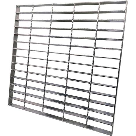 Grille Drainage Acier Galvanisé pour Caniveau Allée 457 x 457 mm Grille de drainage robuste B125 pour extérieur, garage et cour, acier galvanisé à chaud antirouille, carré, rectangle (1/5)