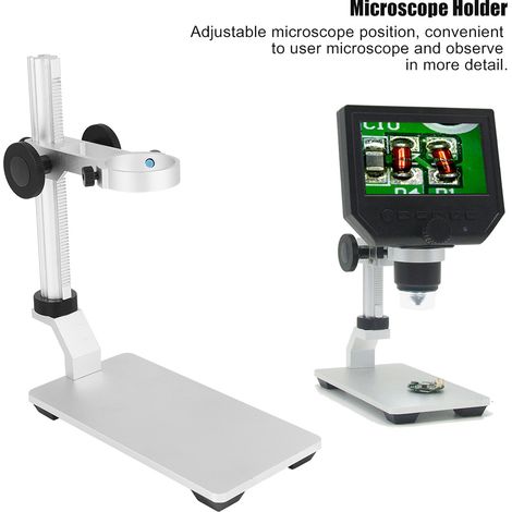 Support universel pour microscope numérique, en alliage d'aluminium, avec système de levage réglable. (1/5)