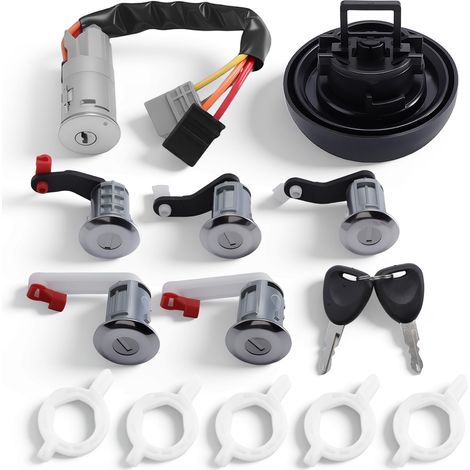 Zylinderschalter Kit Start Lenkung Schloss, Tankdeckel Vorne Hinten Seite Tür Passend für Opel Movano Passend für Renault Master 2 1998–2010, Zündschlossschalter 7701471592, 7701471591 (1/5)
