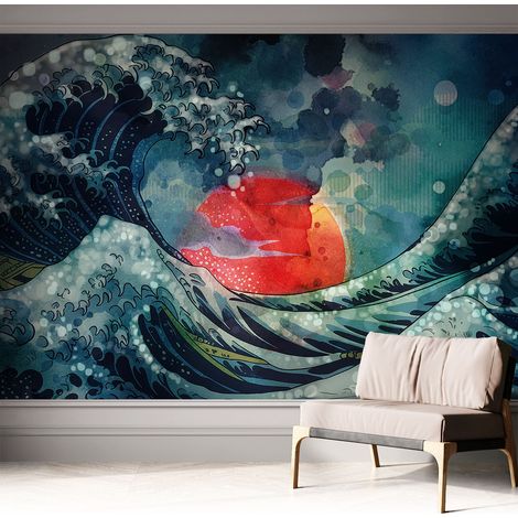 Selbstklebend Tapete - abwaschbar - Raumgestaltung Schlafzimmer Wohnzimmer Tapete Ozeanischer Sonnenaufgang 312x219 cm (1/5)