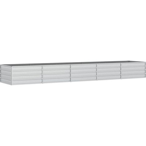 Macetero bancal elevado plantas flores terraza jardín jardín 400 x 80 x 45 cm acero galvanizado plateado Plata 020039446