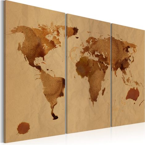 Tableau 3 Panneaux "Le Monde Peint avec du Café" 80 x 120 cm (1/2)