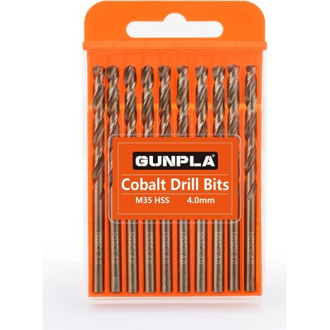 Jeu de 10 Forets en Cobalt de 4mm M35 HSS de Perçage à Tige Droite Mèche avec Étui en Plastique pour Perceuse Acier Inoxydable Trempé, Métal, Aluminium, Carrelage, Bois, Plastique et Fonte (1/5)