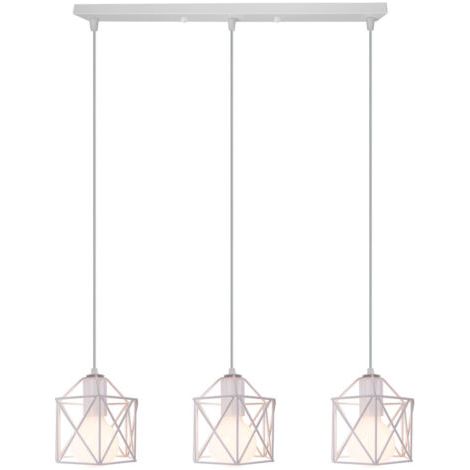 royaluxe- 3 Lumières Suspension Luminaire En Métal Rétro Lampe À Suspension Moderne Blanc Plafonnier D'Intérieur Pour Chambre À Coucher, Café Et Bar (1/5)