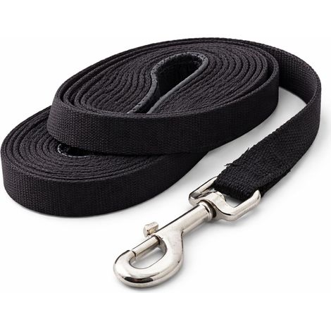 Longe pour Chien 5 m en Polyester, Laisse Longue pour Éducation et Promenade, Attache pour Canidé Résistante avec Mousqueton, Noir, 2528 (1/5)