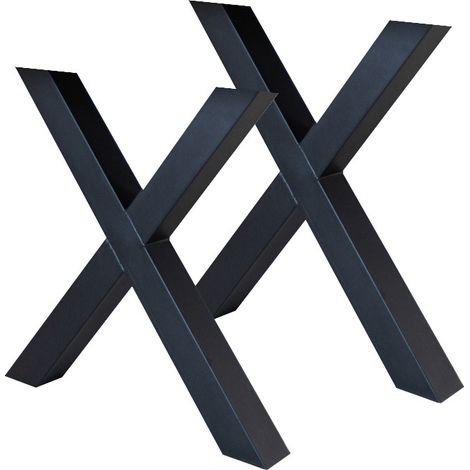 Set mit 2 Tischbeinen, X-Bein, schwarzes Metall (1/3)