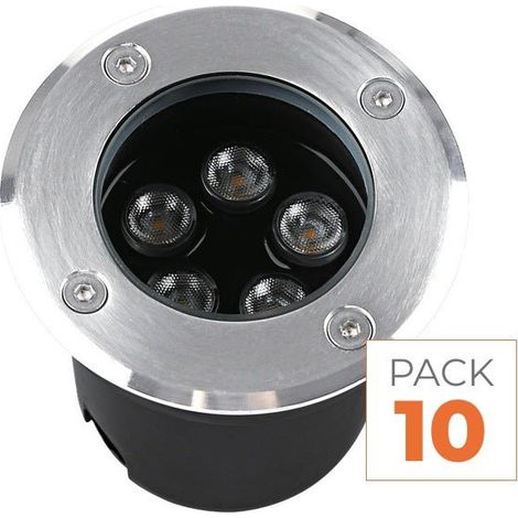 Pack de 10 - Spot Extérieur Encastrable 5W IP67 220V Sol 30° Ø80 mm - Blanc Chaud 2300K - 3500K - SILAMP (1/2)