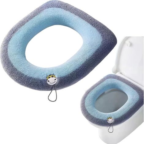 Housse De Siège De Toilette, Lavable Housse De Siège De Wc, Abattant Wc Chauffant, Siege Toilette Doux Et Chaud, Coussin De Toilette, Housse De Siège De Wc Avec Poignée, Réutilisable (1/5)