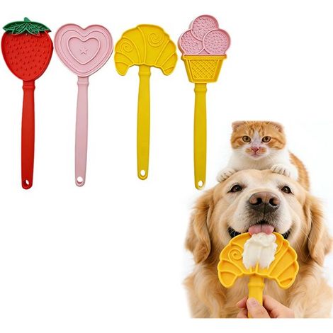 Tapis à lécher pour chats et chiens - Ensemble 4 pièces - Jouets à lécher en silicone sans danger pour les aliments - Pour chiens, chats et petits animaux de compagnie - Distributeur de friandises et (1/5)