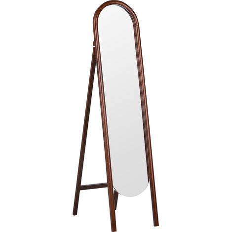 Espejo de pie madera oscura 30 x 150 cm vidrio soporte marco retro Chelles
