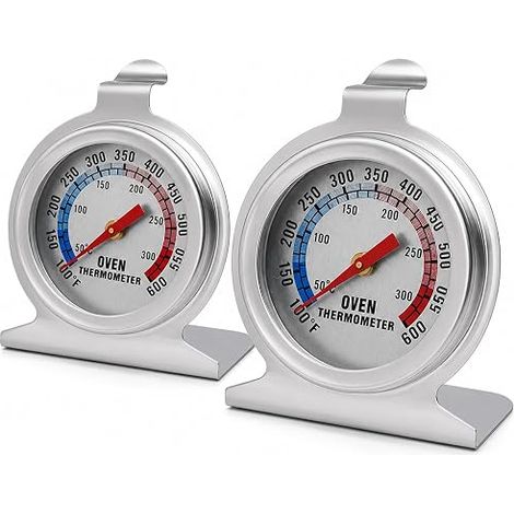 2PCS Thermomètre de Four en Acier Inoxydable, Thermomètre Analogique 50-300°C pour Cuisson, Pâtisserie, Pizza et Barbecue, Lecture Rapide, Pose Libre ou Suspension, Sans Pile (1/5)