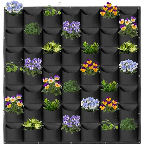 Hängende Pflanzsäcke mit 49 Fächern, Aufbewahrungssäcke für Pflanzen (1 m × 1 m, schwarz)