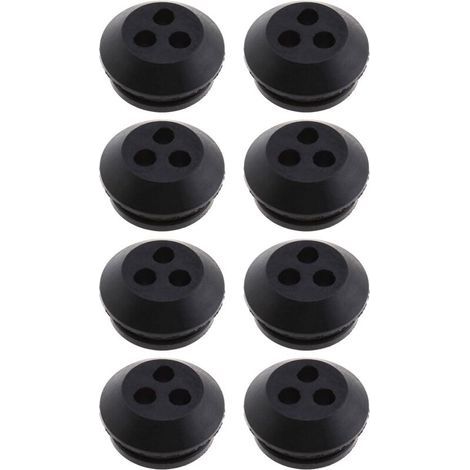 Lot de 8 joints de réservoir de carburant à 3 trous en caoutchouc noir, diamètre de trou de 5 mm, pour remplacement de souffleur, débroussailleuse, tondeuse à gazon (1/4)