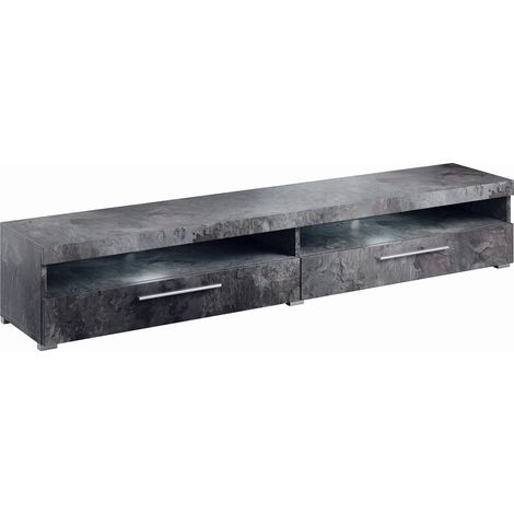 Mueble TV Torvire 111, Hormigón oscuro, Número de puertas: 2, Número de cajones: 0, 200x35x40cm (1/2)