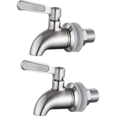 2 Stück Getränkehähne 16 mm Edelstahl Getränkezapfhahn Ersatzhahn Silber Für Wein , Bier , Saft und Trinkbrunnen sowie Fässer Ersatzhahn Ersatzha (1/5)
