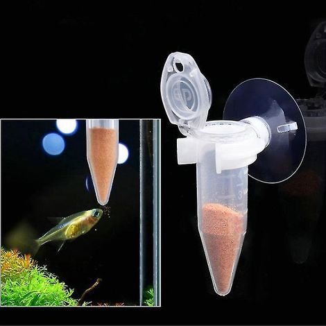 Lot de 2 distributeurs de nourriture pour poissons coniques, faciles à installer, en plastique, avec entonnoir et coupelle pour aquarium. (1/4)