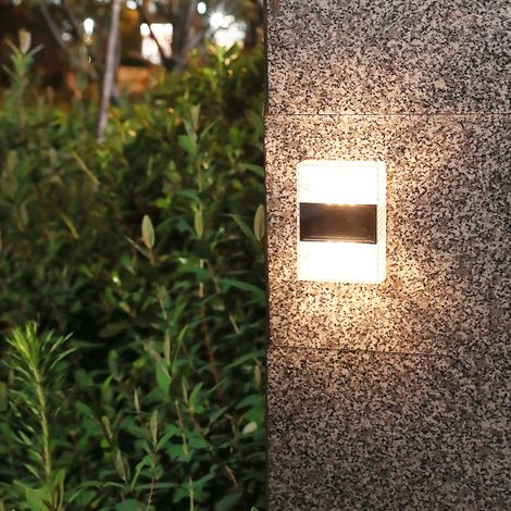 Lampe murale solaire à éclairage indirect (haut et bas), petite veilleuse d'extérieur étanche, décoration extérieure pour la maison et le jardin, 6 LED transparentes (haut et bas) [lumière chaude] (1/5)