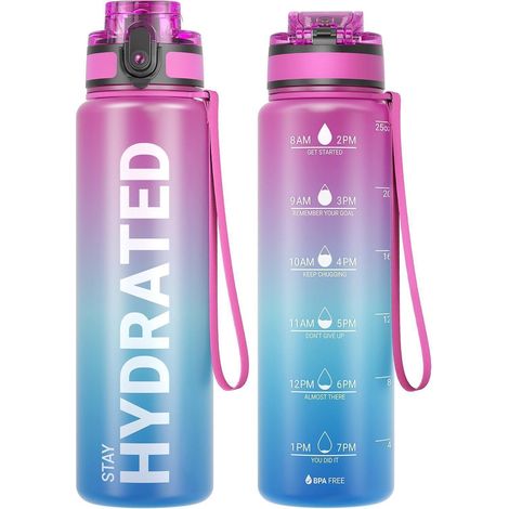 Sport-Trinkflasche mit Zeitmarkierung 750ml BPA-frei Tritan auslaufsicher mit Bürste (1/5)