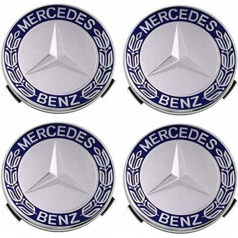 Enjoliveurs et jantes Cache-moyeu compatible avec Mercedes - Benz 75 mm - bleu, lot de 4