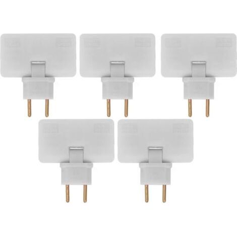 EU-Steckdosenadapter, 110–250 V, 5 piezas, adaptador de enchufe giratorio de 180°, adaptador de enchufe 1 a 3 (blanco) (1/4)