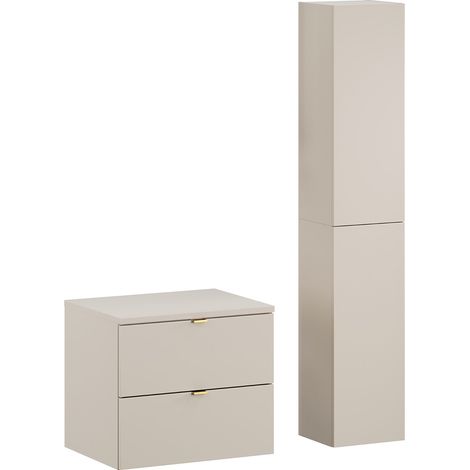 Badmöbel Set 2-teilig mit Waschtischunterschrank 60 cm in Beige - DURANGO-56 (1/5)
