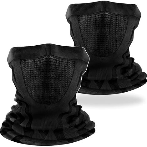 2 pièces cache-cou de cyclisme femmes hommes respirant foulard de cou masque facial coupe-vent Ski Snood cache-cou élastique course Bandana masque facial couvre-chef (1/5)