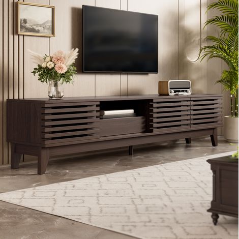 Mobile TV 180x40x42 cm nero in PB con cassetti e vani portaoggetti (1/5)