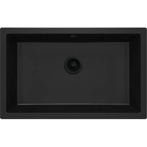 Lavello cucina sottopensile in granito con 1 vasca 80x50 cm nero - Aelo