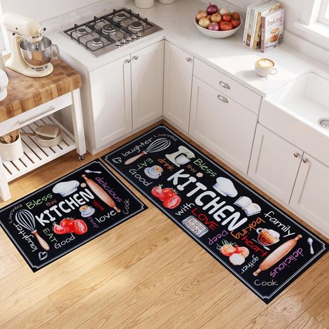 Set of 2 Non Slip Kitchen Mat Kitchen Rug Set, Washable Hallway Runner Set for Dining Room, Entryway, Home Decor, 40x60+40x120cm (1/5)