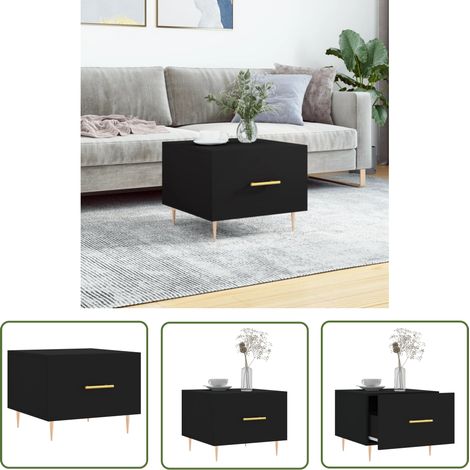 The Living Store Table basse Noir 50x50x40 cm Bois d'ingénierie - Table Basse - Meuble Salon - Table D'appoint - Table Design - Mobilier Moderne (1/5)