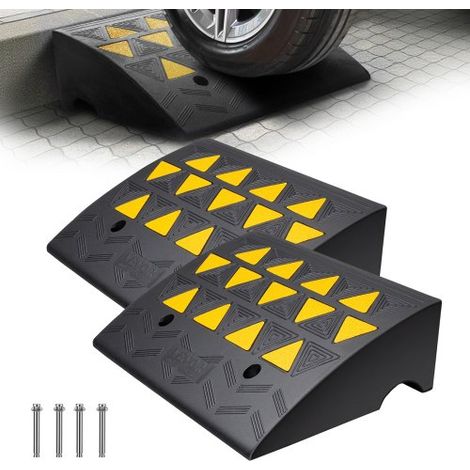 Rampe de Seuil Hauteur 15,2 cm 2PCS Rampes Trottoir Caoutchouc Capacité Charge 15 tonnes Rampe Accès Fauteuil Roulant avec Structure Grillagée Stable pour Passage Voitures Motos 49,1x37x15,2 cm (1/4)