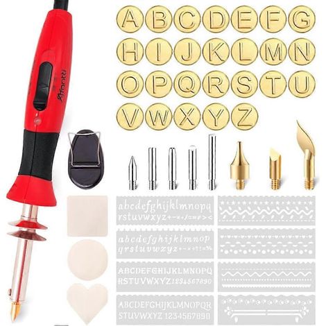 Professionelles Pyrographie-Werkzeug, Pyrographie-Stift-Set, 26 Buchstaben, einstellbare Temperatur, für kreative Hobbys, US-Stecker. (1/5)