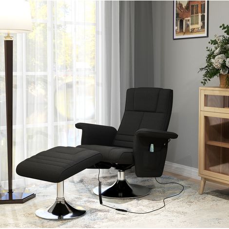 MEUBLIV Drehbarer Relaxsessel schwarz mit Fußstütze, 8-Punkt-Massage und Neigung (1/5)