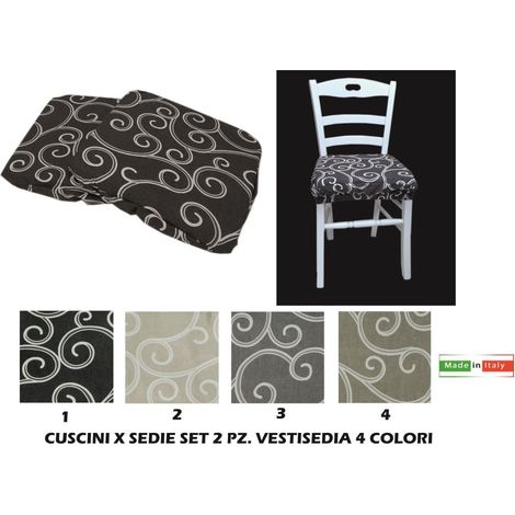 Set 2 Pezzi Cucini per Sedie Cucina Giardino in Cotone Vesto Vari Decori