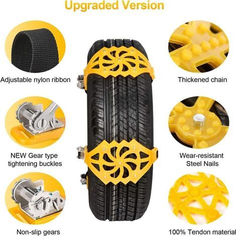 Chaînes à neige universelles 2 pièces – Antidérapantes pour SUV et camions – Installation facile – Résistantes jusqu'à -50℃ (1/5)