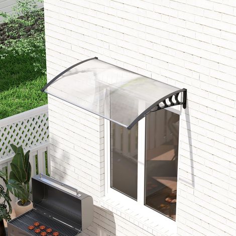 Eingangstürüberdachung/Markise aus Polycarbonat, Regen-/Schnee-/UV-Schutz, 0,9 x 1,5 m, transparent