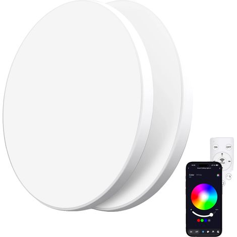 Lámpara de techo, control inteligente, brillo ajustable, 2 unidades, color blanco, 21-30 W. (1/2)