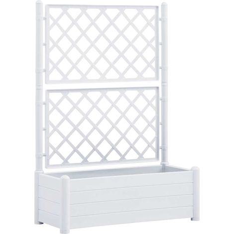 vidaXL Fioriera da Giardino con Graticcio 100x43x142 cm PP Bianco (1/5)