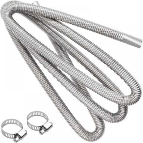 300 cm flexibler Auspuffschlauch, Autoauspuffrohr, Autoheizungs-Auspuffschlauch, Diesel-Entlüftungsschlauch mit zwei Edelstahlklemmen