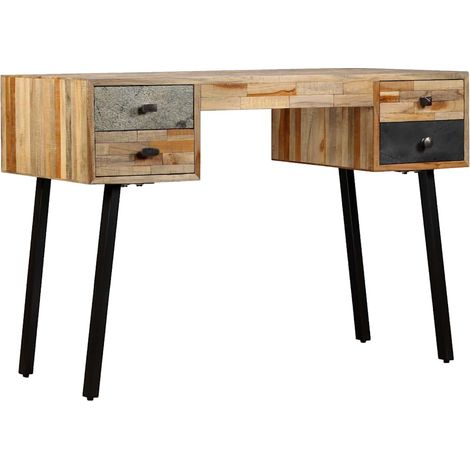 Escritorio de teca maciza reciclada 110x50x76 cm vidaXL (1/5)