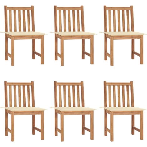 Lot de 6 Chaises de jardin - Chaises d'extérieur pour terrasse/jardin avec coussins Bois de teck massif BV643151 - BonneVie (1/5)