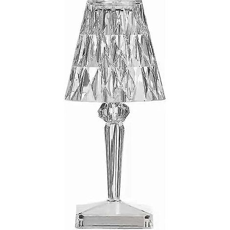 Lampe de table diamant 3 couleurs, lampe de table LED cristal rechargeable avec capteur tactile et variateur d'intensité, idéale pour les chevets. (1/5)